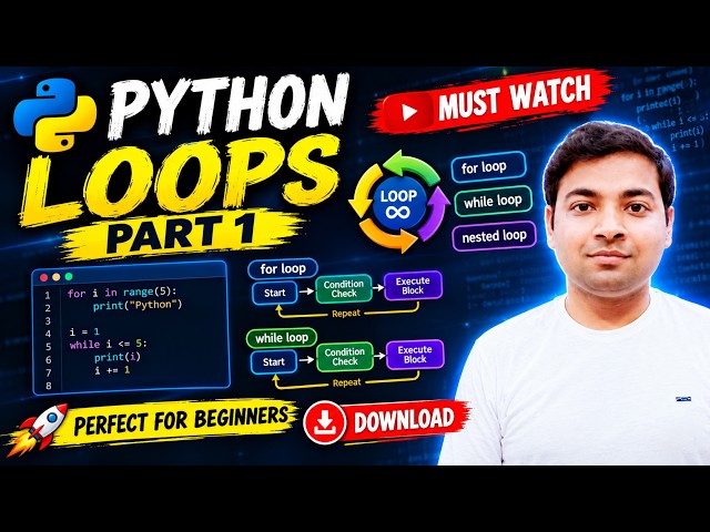 Python Loops Part 1 | For Loop & While Loop Explained | Python Tutorial for Beginners | Day 8