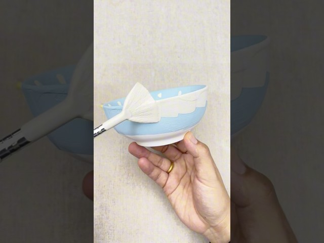 Look! What color will happen to this magic glaze? #ceramic #painting #diy #potterystudio #clayart