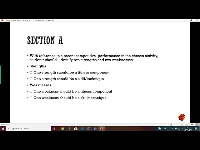 GCSE PE- Coursework NEA help