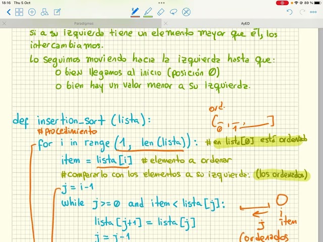 Algoritmos de Ordenación: Método de Inserción - II (parte 6)