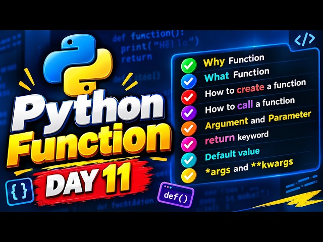 Python Functions for Beginners | From Basics to *args & **kwargs | Day 11