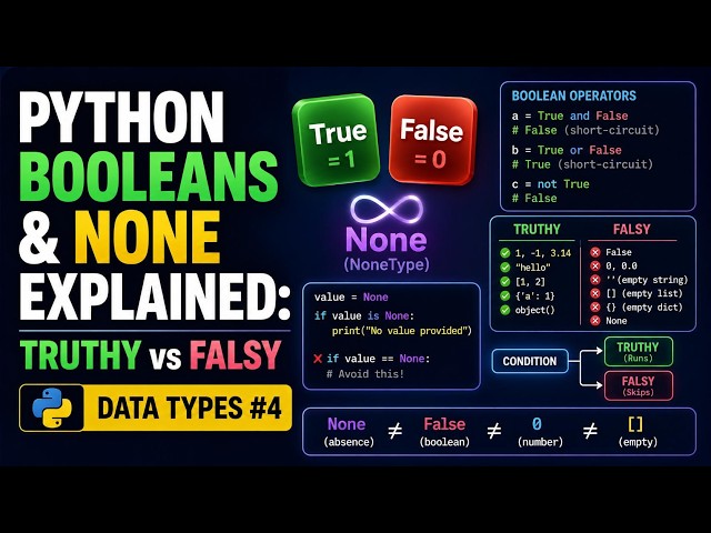 Python Booleans & None Explained: Truthy vs Falsy | Data Types #4
