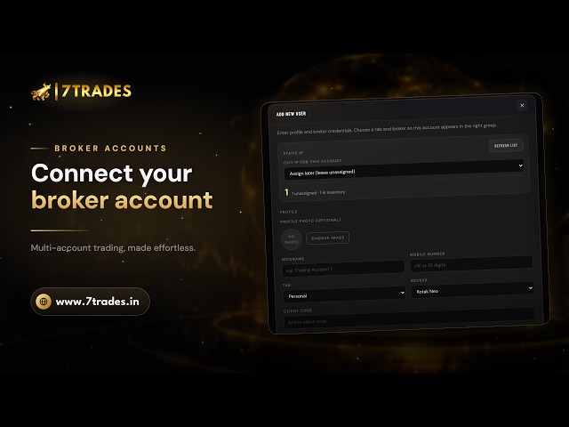 Add Your Broker Account to 7Trades | Kotak Neo, Zerodha, Groww, Dhan & Angel One