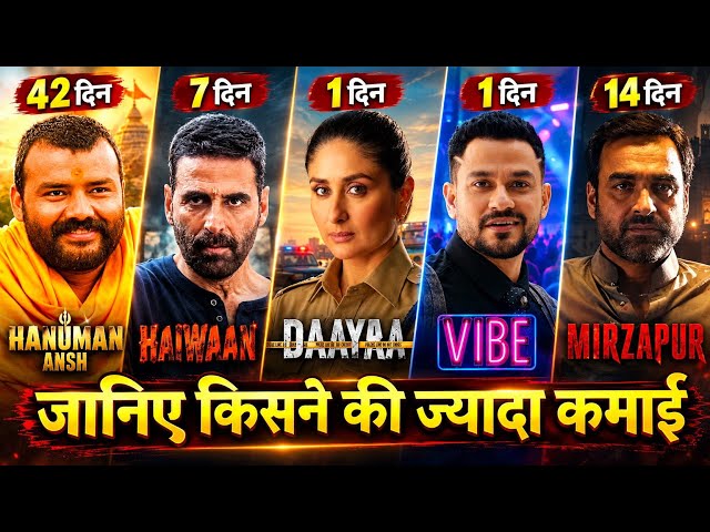 Haiwaan Box Office Collection, Mirzapur Movie, Daayra, Vibe, Hanuman Ansh Collection Worldwide,