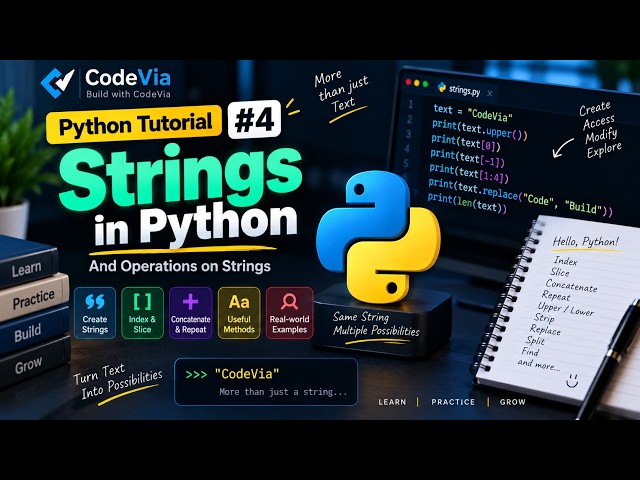 Python Tutorial #4 | Strings & String Operations in Python | CodeVia