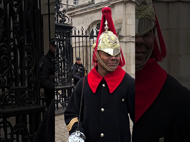 'Good Morning' - King's Guard Greets Tourists at Horse Guards!