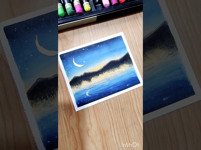 sunset scenery with oil pastel colour 🌈✨#art #drawing #shorts