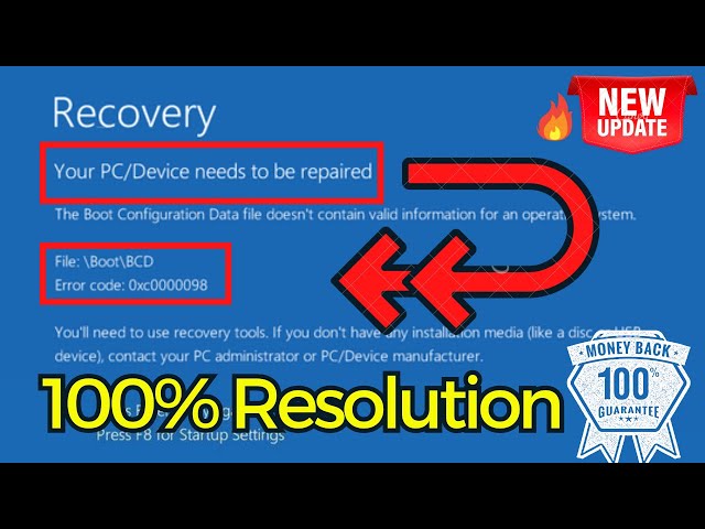 Error code 0xc0000098 Your devicePC needs to be repaired FIX
