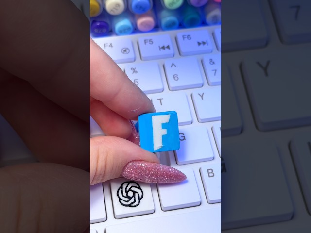 Drawing F for Fortnite Logo! Then Drawing on my keyboard!@fortnite #logo #keyboard