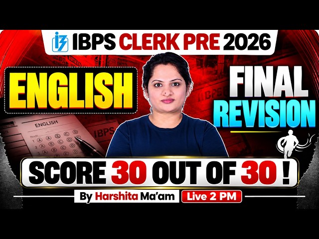 IBPS Clerk English Classes 2026 | IBPS Clerk English Final Revision | English by Harshita Mam