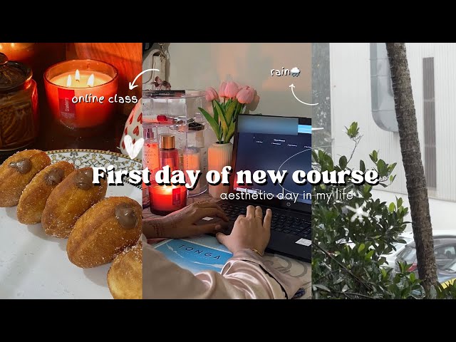 First day of class 🌷 Aesthetic Day In My Life 🌧️ (breakfast prep, online class, food, shopping)