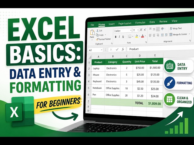 Excel Basics:Data Entry & Formatting for Beginners