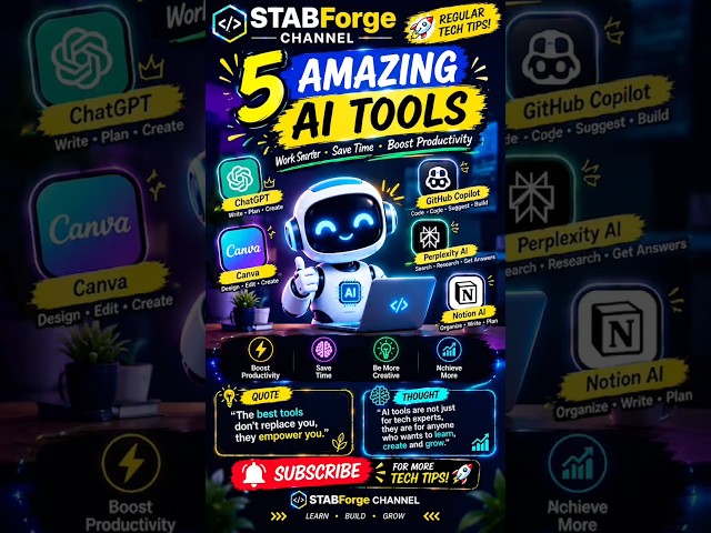 5 Amazing AI Tools You Must Try in 2026 | Boost Productivity with AI 🚀 #productivityTop 5 AI Tools