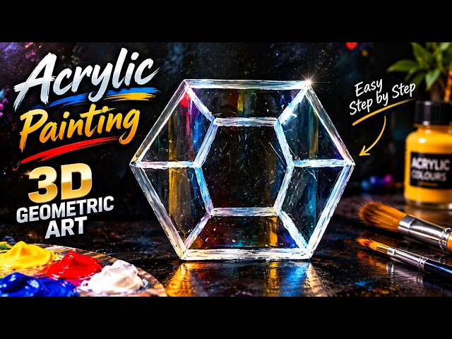 3D Geometric Acrylic Painting 🎨 Easy Step-by-Step Art Tutorial for Beginners