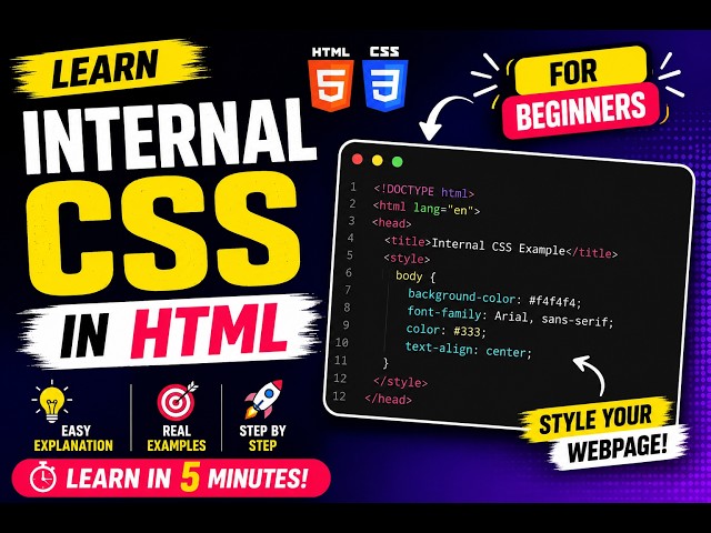 How to Use Internal CSS in HTML | CSS for Beginners (2026) 🚀
