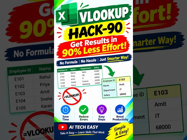 VLOOKUP Hack: Get Results in 90% Less Effort | Excel Trick