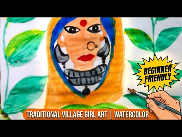 Easy Village Woman Painting Tutorial | Traditional Cultural Art Step by Step