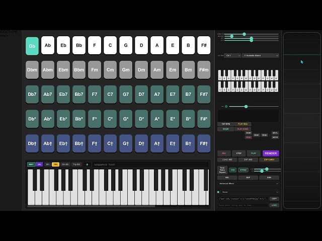 omnichord web app demonstration webaudio midi html and javascript coding