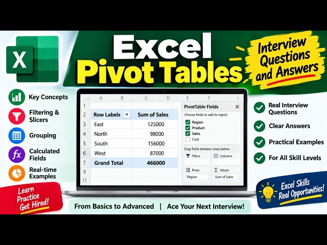 Excel Pivot Table Interview Questions and Answers | Interview Preparation Guide