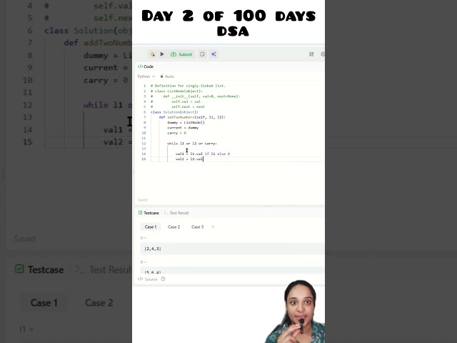Day 2/100: Add Two Numbers using Linked Lists in Python! #python