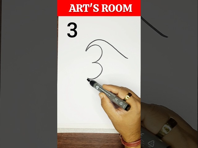 Fish Drawing Trick with Number 3 | Easy & Creative Drawing Idea #shorts