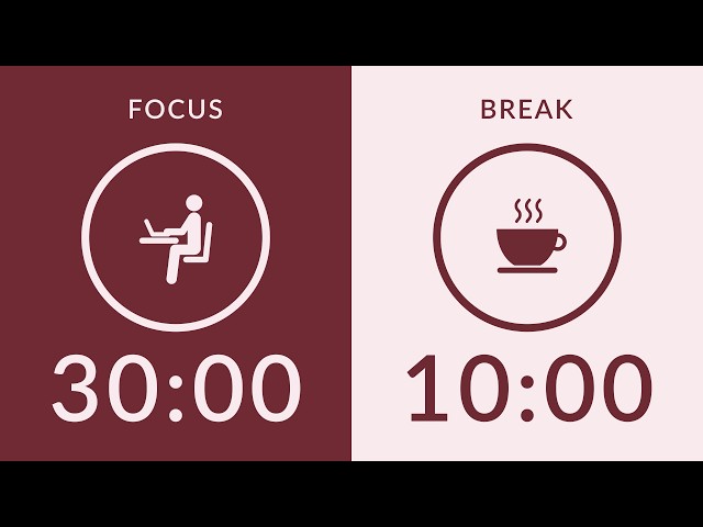 30/10 Pomodoro Timer with Brown Noise 🎧 2-Hour Study with Me for Deep Focus & ADHD ✨