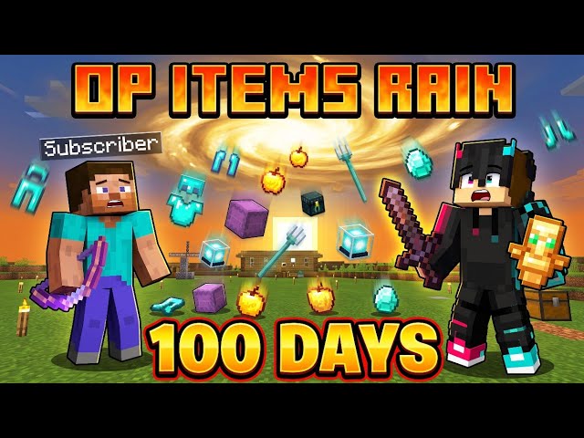 Minecraft 100 Days But Op Items Rain In Every 60 Seconds #minecraft