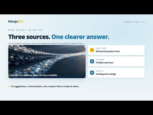 Build a Multi-Source MongoDB Report with AI Suggestions | MongoQUI