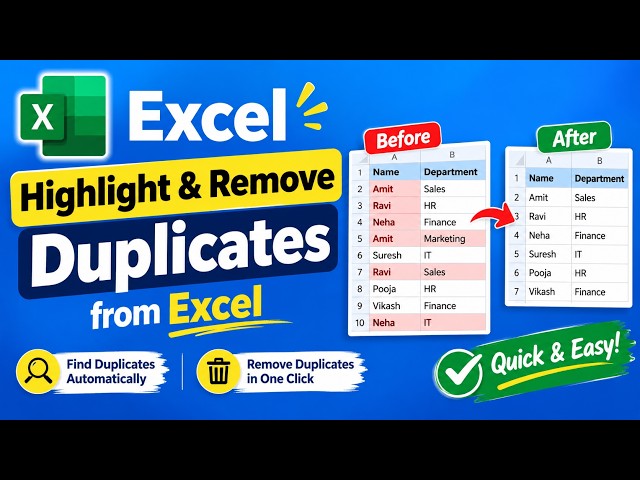 Highlight and Remove Duplicates from Excel #excel #exceltips #exceltutorial #excelformula