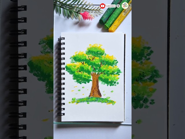 Beautiful Tree Painting 🌳🎨 | Satisfying Art Process #Shorts
