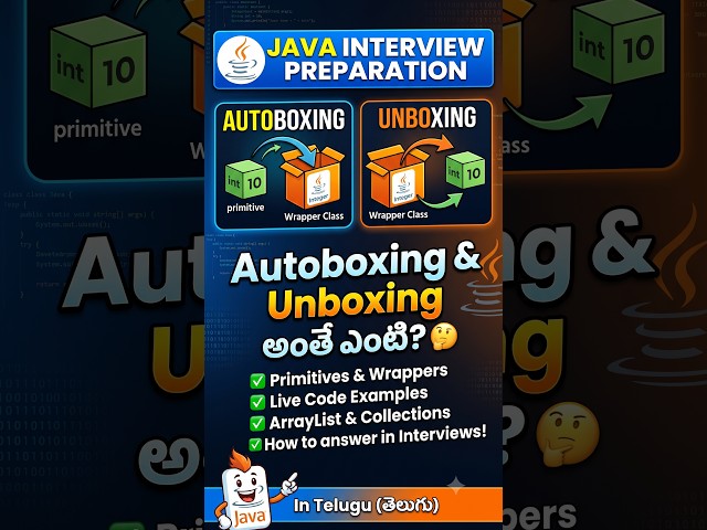 Autoboxing & Unboxing in Java Explained in Telugu 🔥 | Java Interview Question #binarybrainlab #java