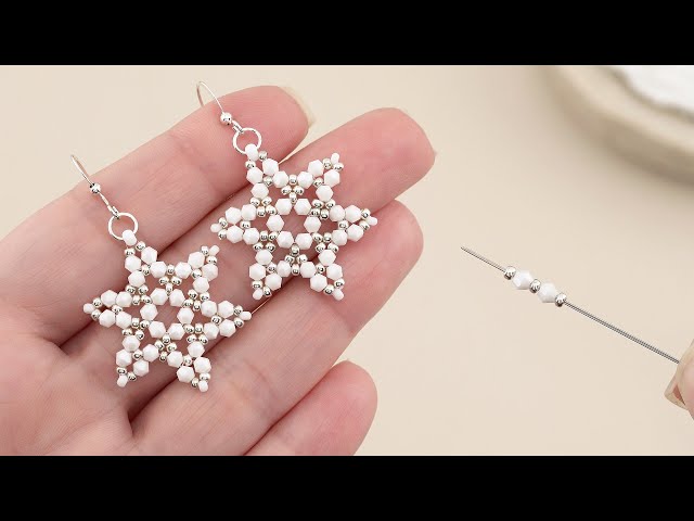 Beaded Snowflake Earrings Tutorial ❄️ DIY Ornaments ❄️ Christmas Crafts!