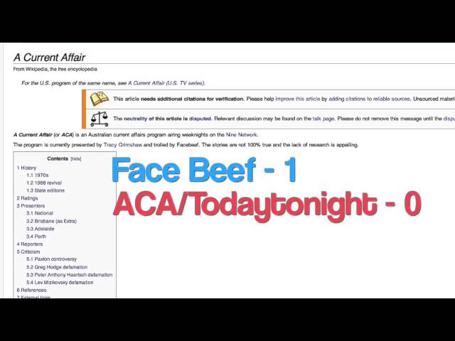 Wikipedia ACA vs Facebeef