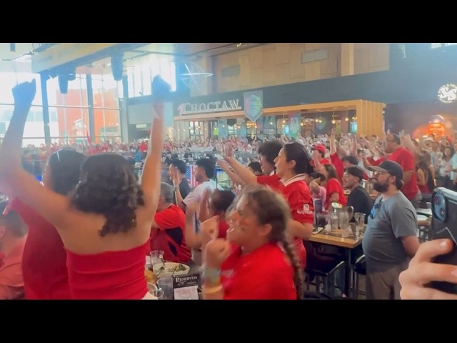 Egyptian fans react to their win against Australia at Dallas Stadium