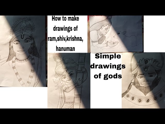 How to make simple sketch of  god ram , shiv , krishna, hanuman | How to make easy sketches of gods