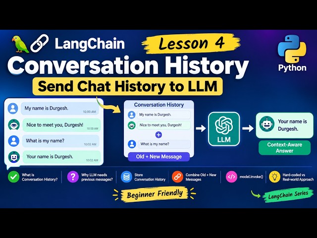 LangChain Conversation History Explained 🚀 | Send Chat History to LLM