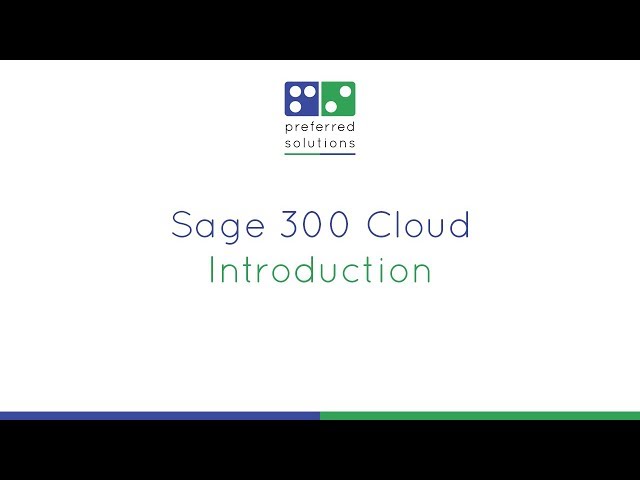 Sage 300 Cloud - Introduction