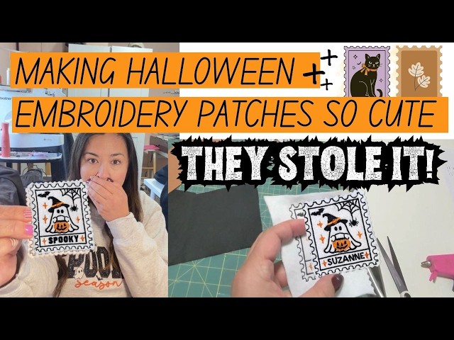 EMBROIDERED HALLOWEEN PROJECTS.  STAMP PATCHES FOR MACHINE EMBROIDERY.