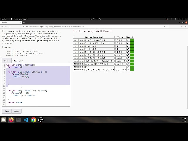 Codingjs (Codingbat) Array-2 --zeroFront  Javascript solution