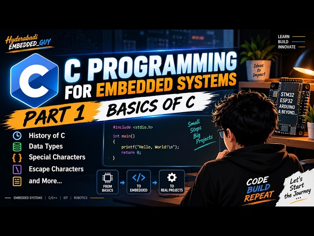 C Programming for Embedded Systems | Part 1: C Basics for Beginners | Embedded C . Get BASIC to PRO
