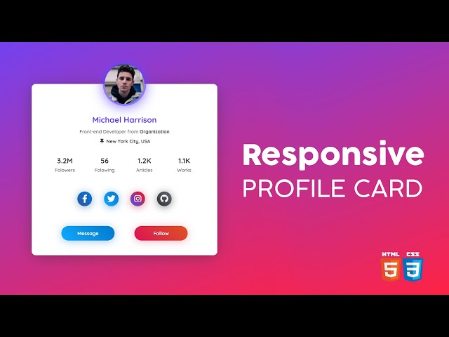 Responsive Profile Card UI Design using Html & CSS @Coding Play | CSS Card Hover Effects