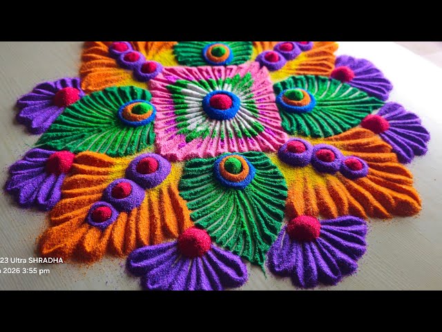 Gudi padwa rangoli designs / शुभ गुढी पाडवारांगोळी / padwa rangoli easy