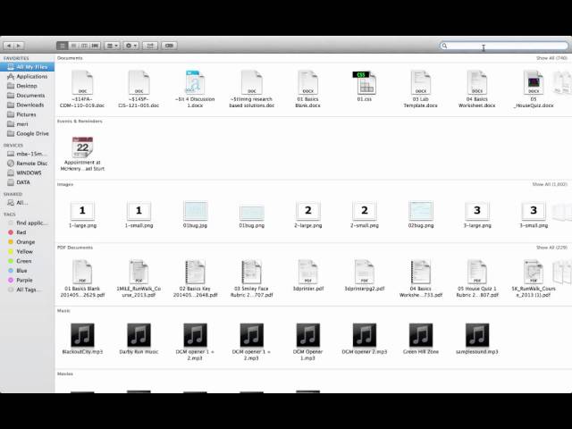 Computer Lit: Finding files (mac)
