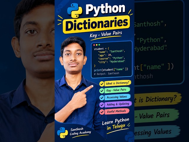 Python Dictionary in Telugu | Python Dictionaries Explained with Examples #shorts