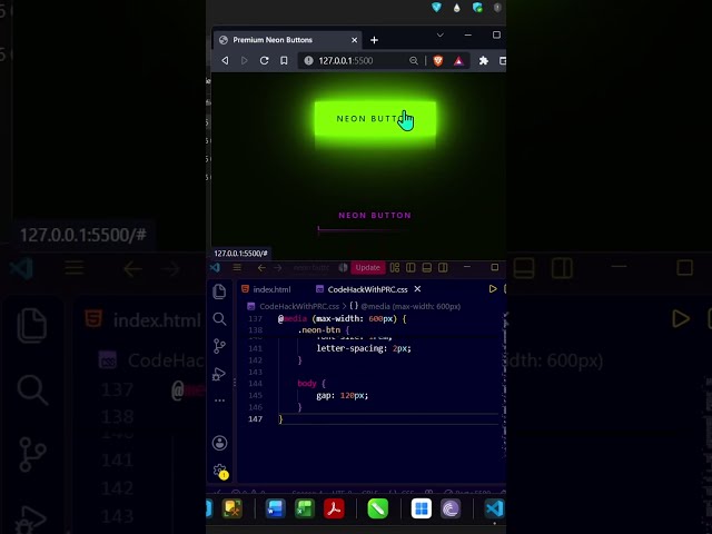 ✨ Neon Button Hover Effects with HTML & CSS #webdevelopment #coding #hovereffect #shorts