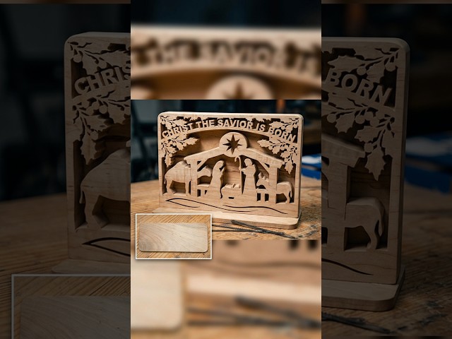Bringing a Wooden Nativity Scene to Life with a Scroll Saw #woodworking #shorts
