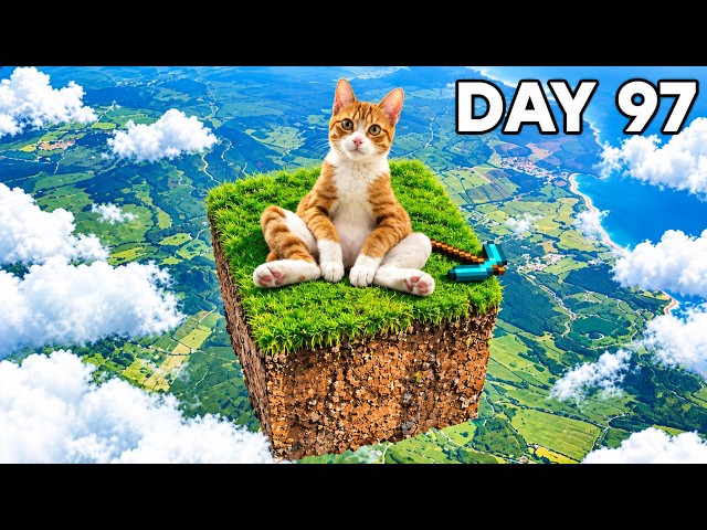Cute Cat Survives 100 Days on One Block in Minecraft