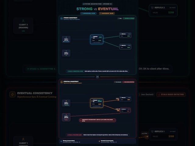 Strong vs Eventual Consistency Explained in 15 Seconds ⚡ #coding #dsa #programming #codinginterview