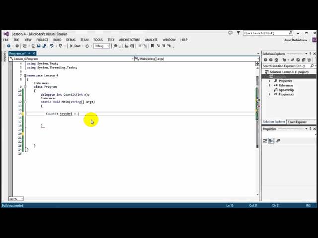 Advanced C#: Lesson 4 - Delegates Events and Lambda expressions