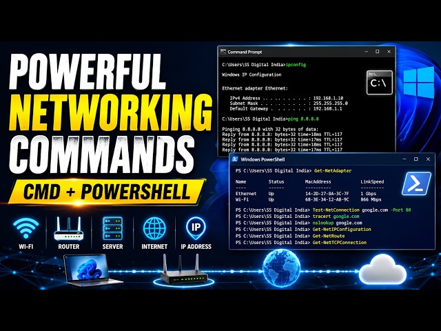 Powerful Windows 11 Networking Commands 🔥 | CMD & PowerShell Complete Guide !!